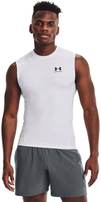 Under armour ua hg armour comp sl-wht heren sportshirt - wit - zwart