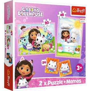 Puzzel gabby's poppenhuis 30 en 48 stukjes en memo | 2 stuks