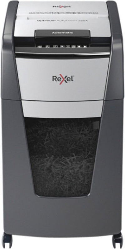 Rexel optimum autofeed+ 225x fluisterstille papierversnipperaar - p4 snippers - automatische invoer tot 225 vel - 60l - zwart