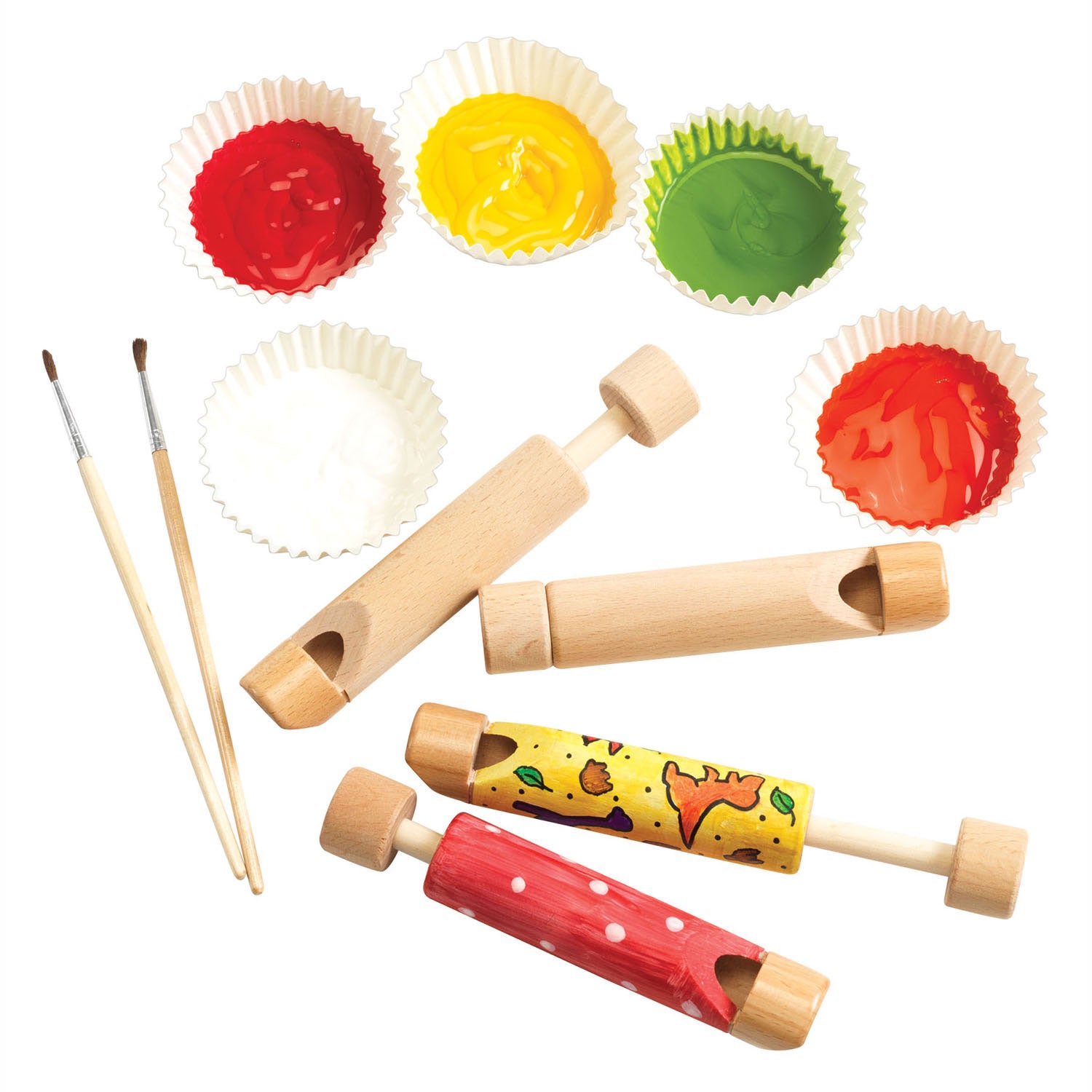 Colorations versier je eigen houten schuiffluitje, 12st