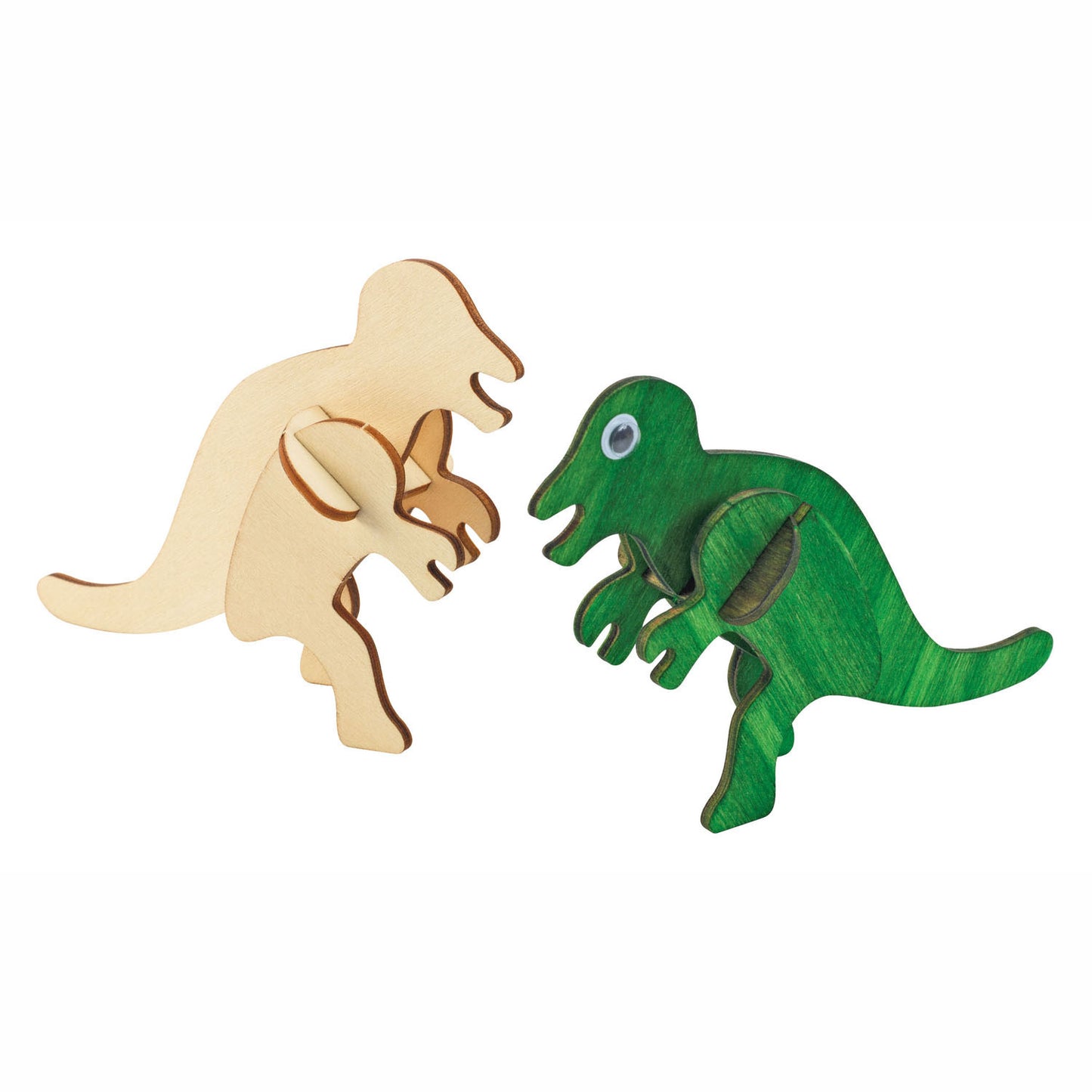 Colorations Maak en Versier je Houten 3D Puzzel Dinosaurus, Set van 4