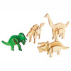 Colorations Maak en Versier je Houten 3D Puzzel Dinosaurus, Set van 4