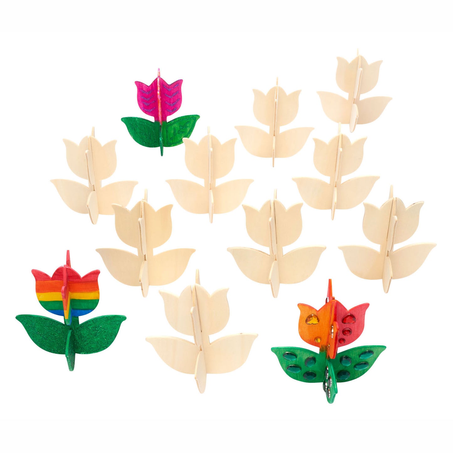 Colorations - maak en versier je eigen houten tulp, set van 12