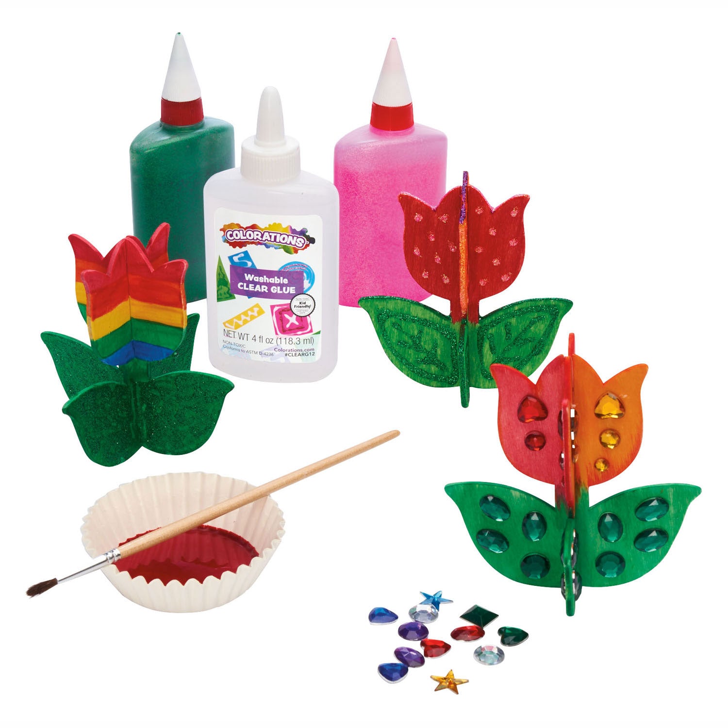 Colorations - maak en versier je eigen houten tulp, set van 12