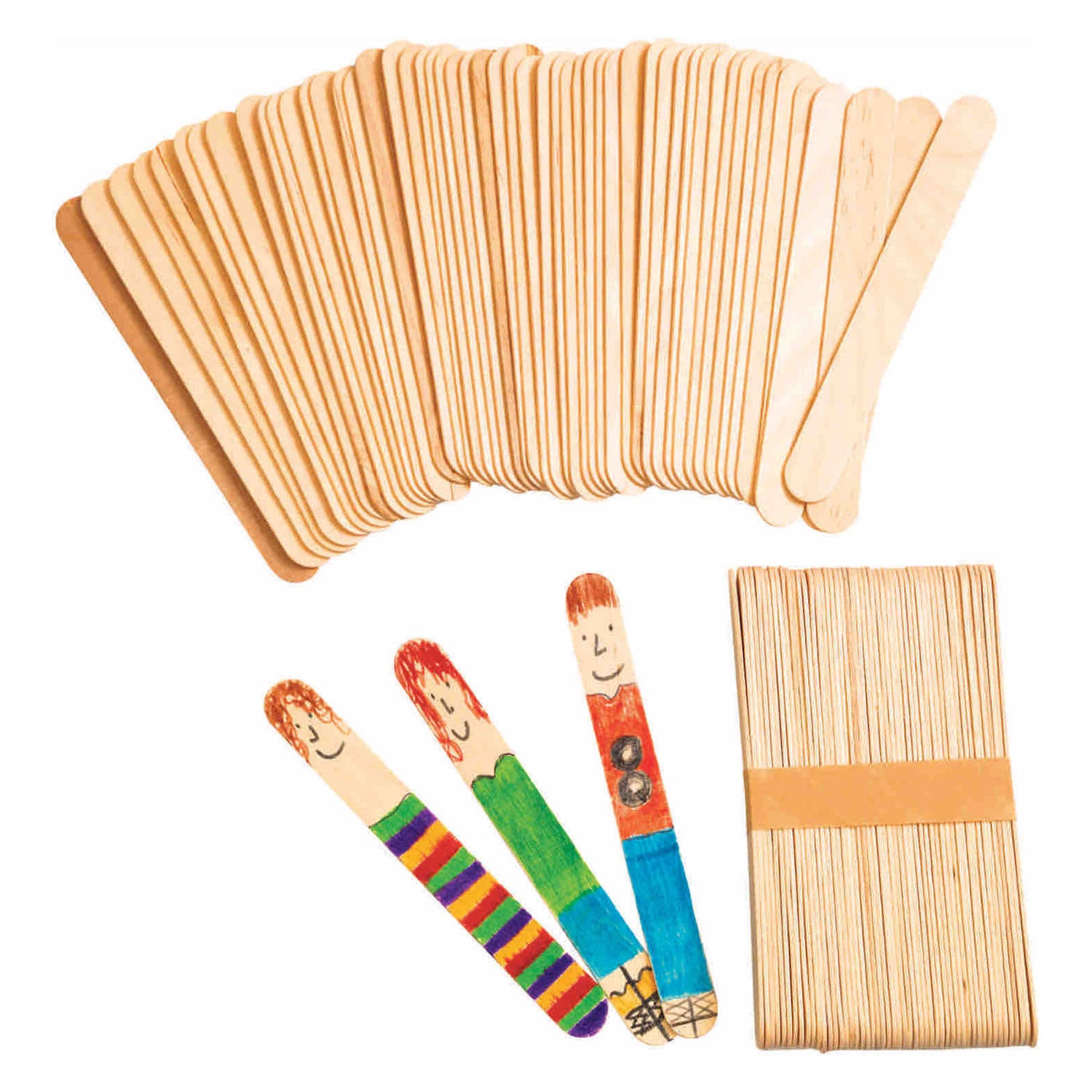 Colorations - grote houten knutselstokjes, set van 100