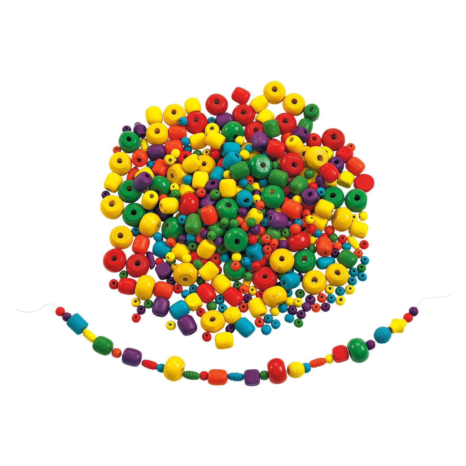 Colorations - heldere houten kralen, 450 gram