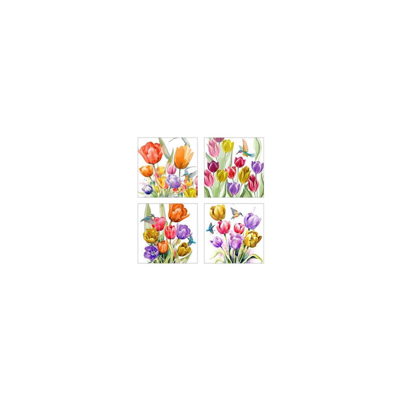 Onderzetters tulp met vogels set a 4st