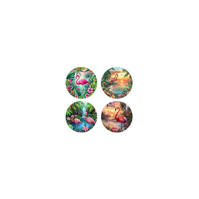 Onderzetters flamingo ã˜10,3cm set a 4 stuks in doosje