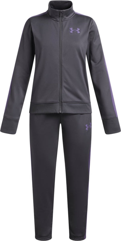 Under armour ua rival knit track suit-gry meisjes trainingspak - castlerock - paars luxe - paars luxe