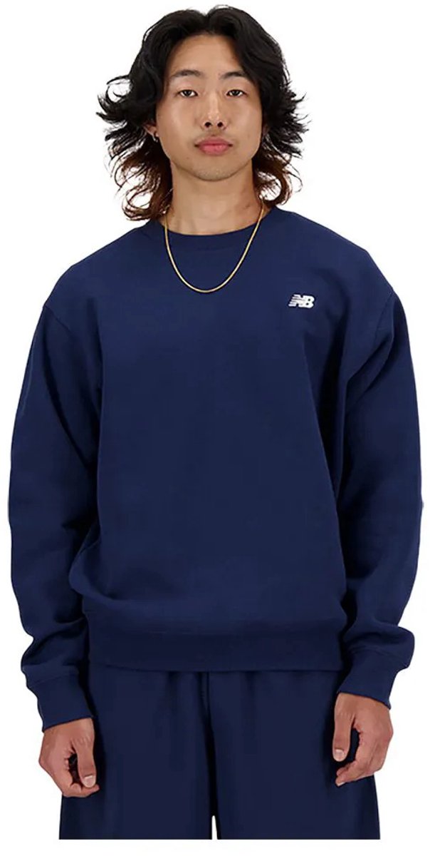 New balance sport essentials fleece crew heren trui - navy