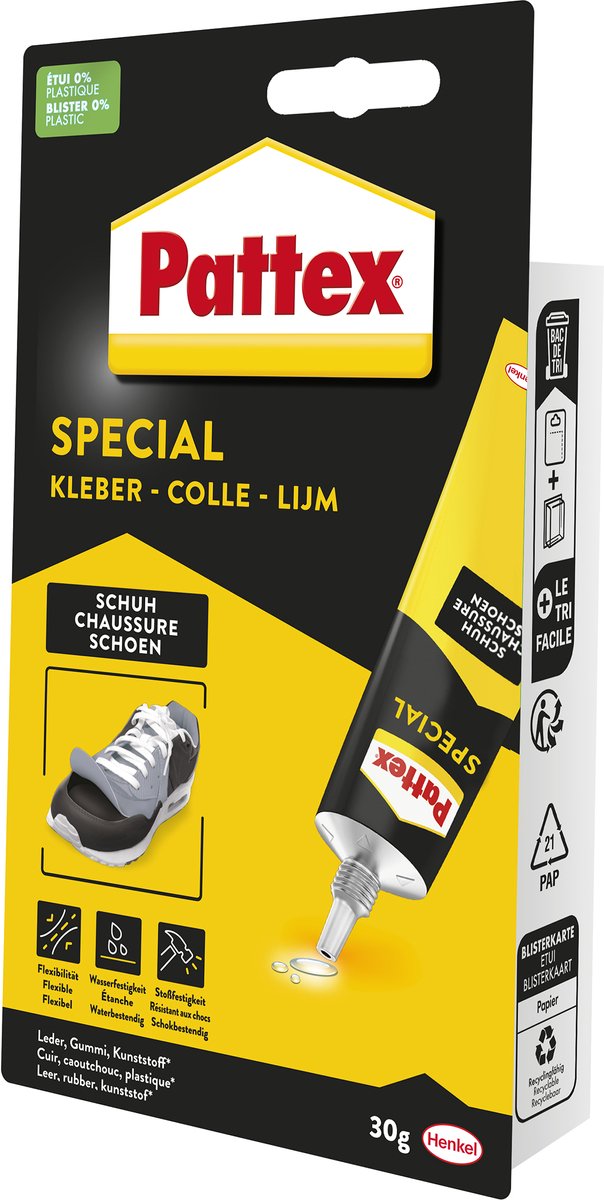 Pattex special schoen schoenlijm | 30g | schoen| leer lijm | lijmen voor schoenreparatie | restorerende schoenenlijm!