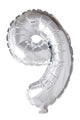 Globos cijfer ballon nummer '9' zilver folie 40cm geschikt voor helium.