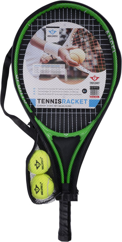 Engelhart tennisracket met hoes en 2 ballen - groen