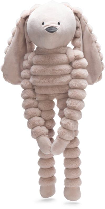 Designed by lotte reza hondenknuffel hang konijn - hondenspeeltjes - dikke ribstof - roze - 62x23x16 cm l