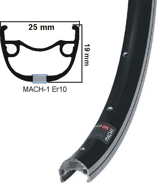 Mach1 velg 28 inch 36 gaats zwart geslepen zijkant