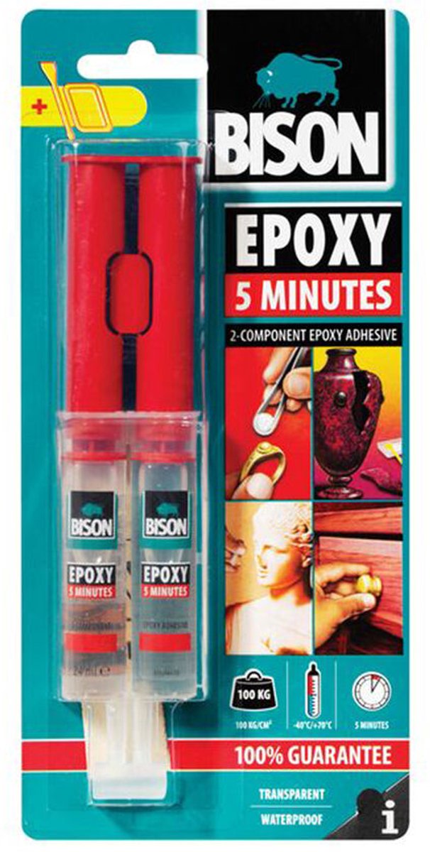 Bison epoxy lijm - 2 componenten - 5min droogtijd - 24ml