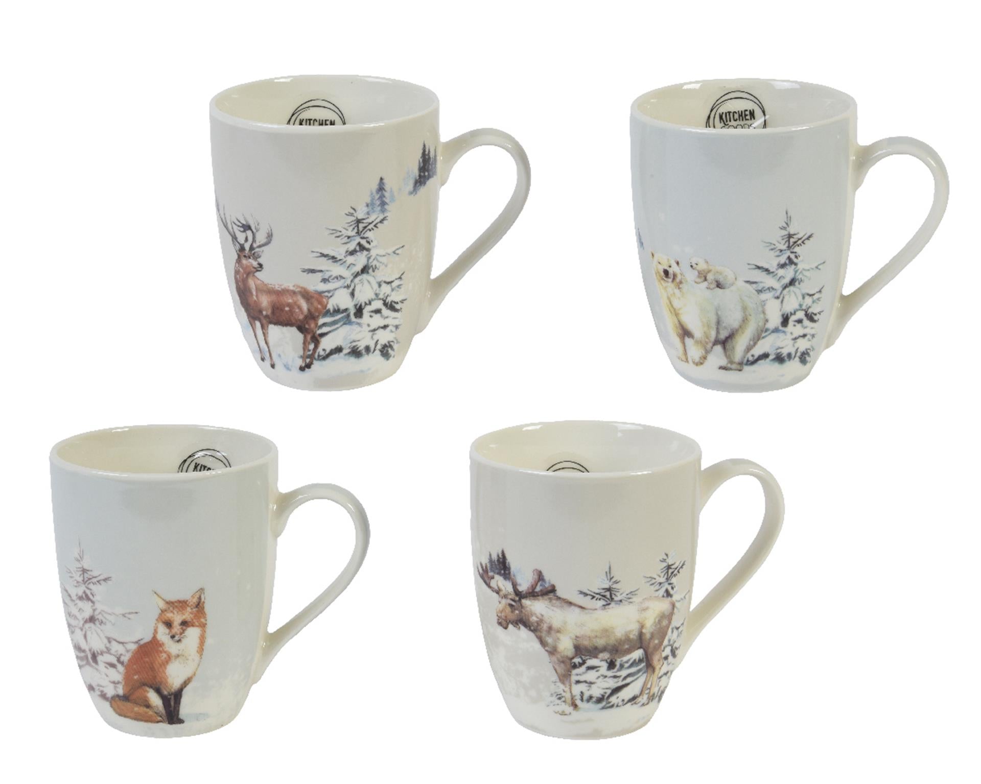 Decoris kerstmok porselein dierenafbeelding h10,5cm verkrijgbaar in hert, eland, vos of beer