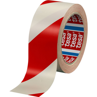Tesa tape rood wit 50mm 33mtr