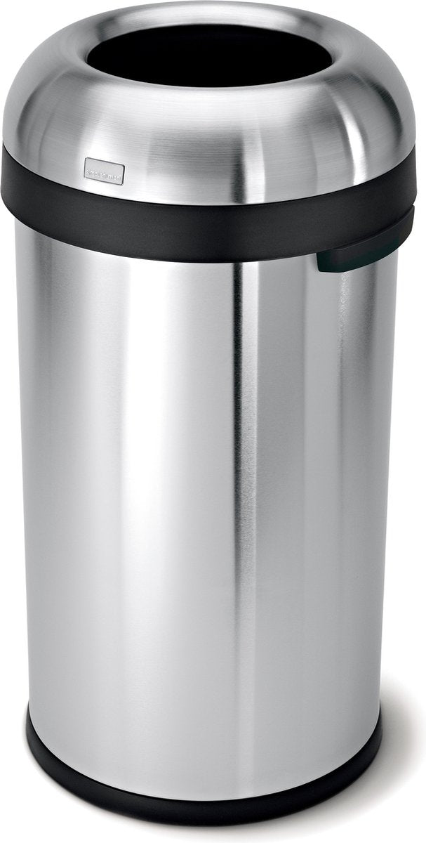 Simplehuman open afvalbak - 60 liter - ronde - zwaar geborsteld roestvrij staal