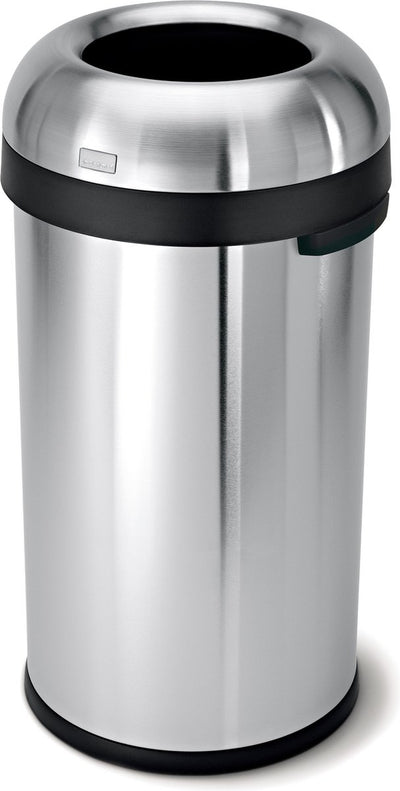 Simplehuman open afvalbak - 60 liter - ronde - zwaar geborsteld roestvrij staal