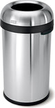 Simplehuman open afvalbak - 60 liter - ronde - zwaar geborsteld roestvrij staal