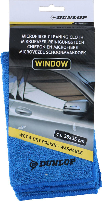 Dunlop auto poetsen microvezeldoek - voor glas autoruiten - schoonmaakdoek - 35x35 cm - auto wassen - schoonmaakproducten
