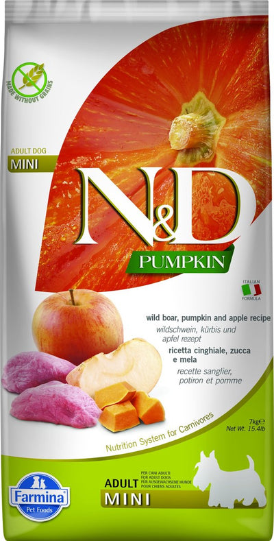 N d farmina adult mini - kattenvoer - appel pompoen - wild zwijn - graanvrij
