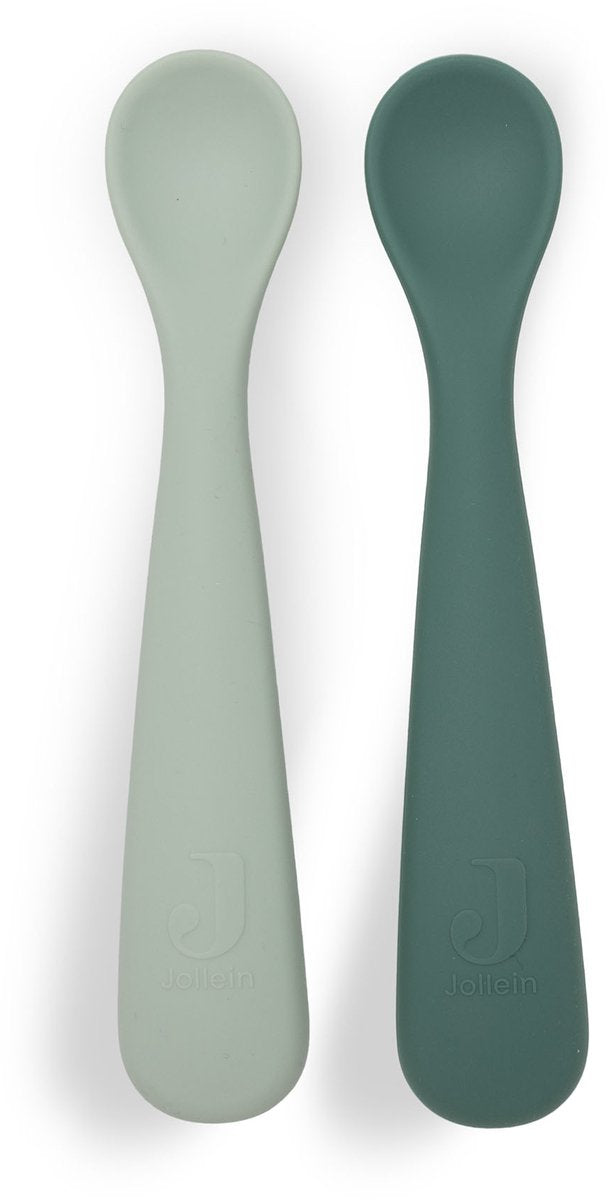 Jollein babylepel - baby bestek siliconen - jade shades - 2 stuks