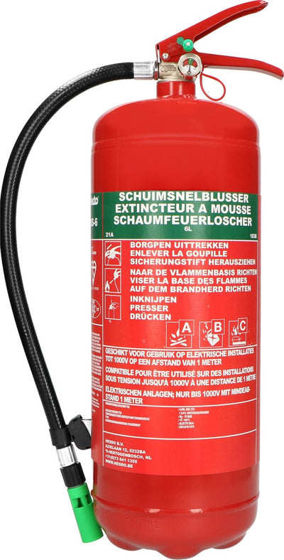 Alecto bs-6 brandblusser - schuimblusser 6 liter - brandklasse ab - inclusief ophangbeugel