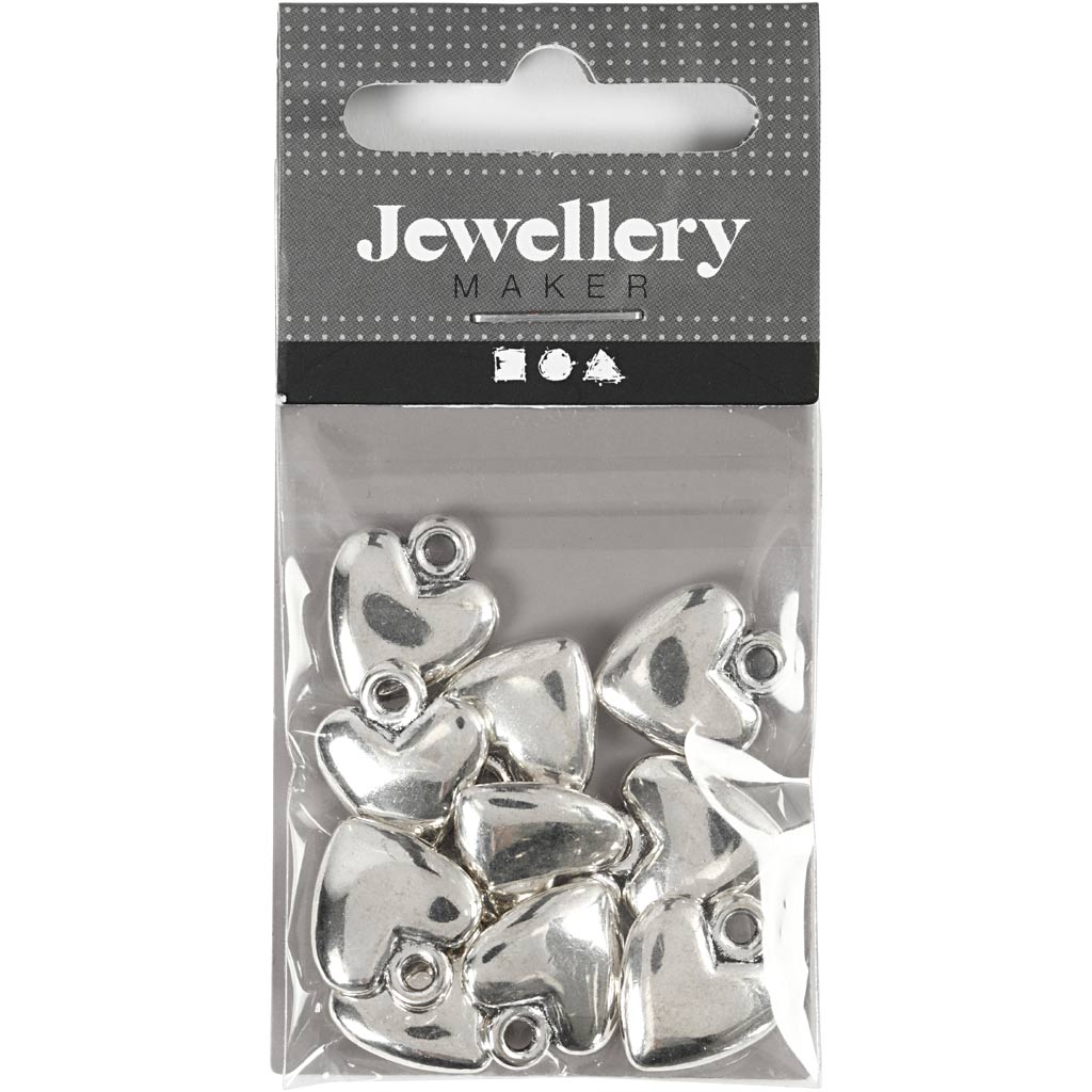 Creativ company hartvormige hanger verzilverd, 10st.