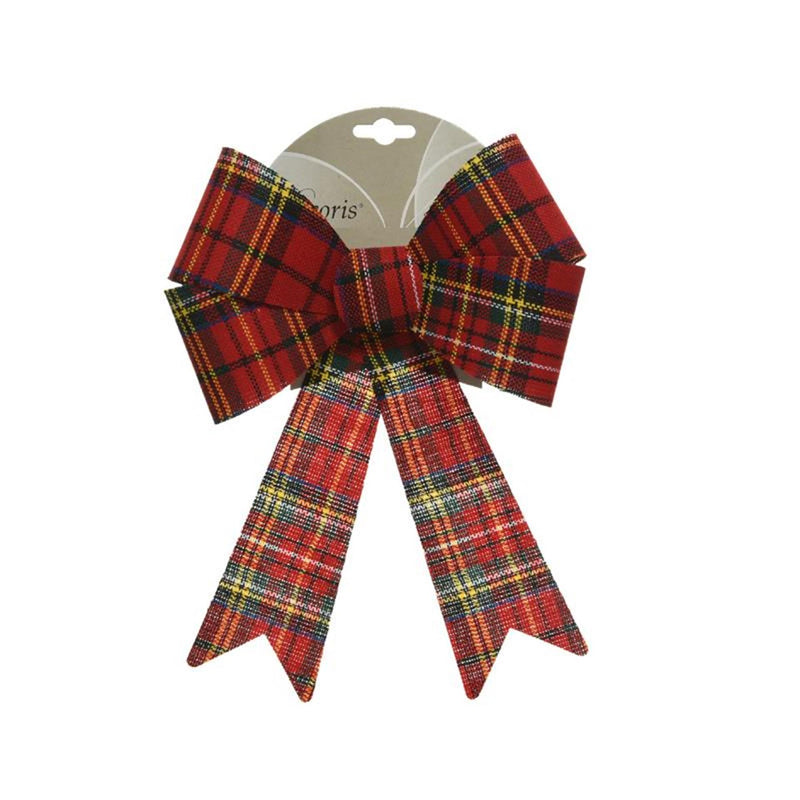 Decoris strik polyester schotse ruit l22cm