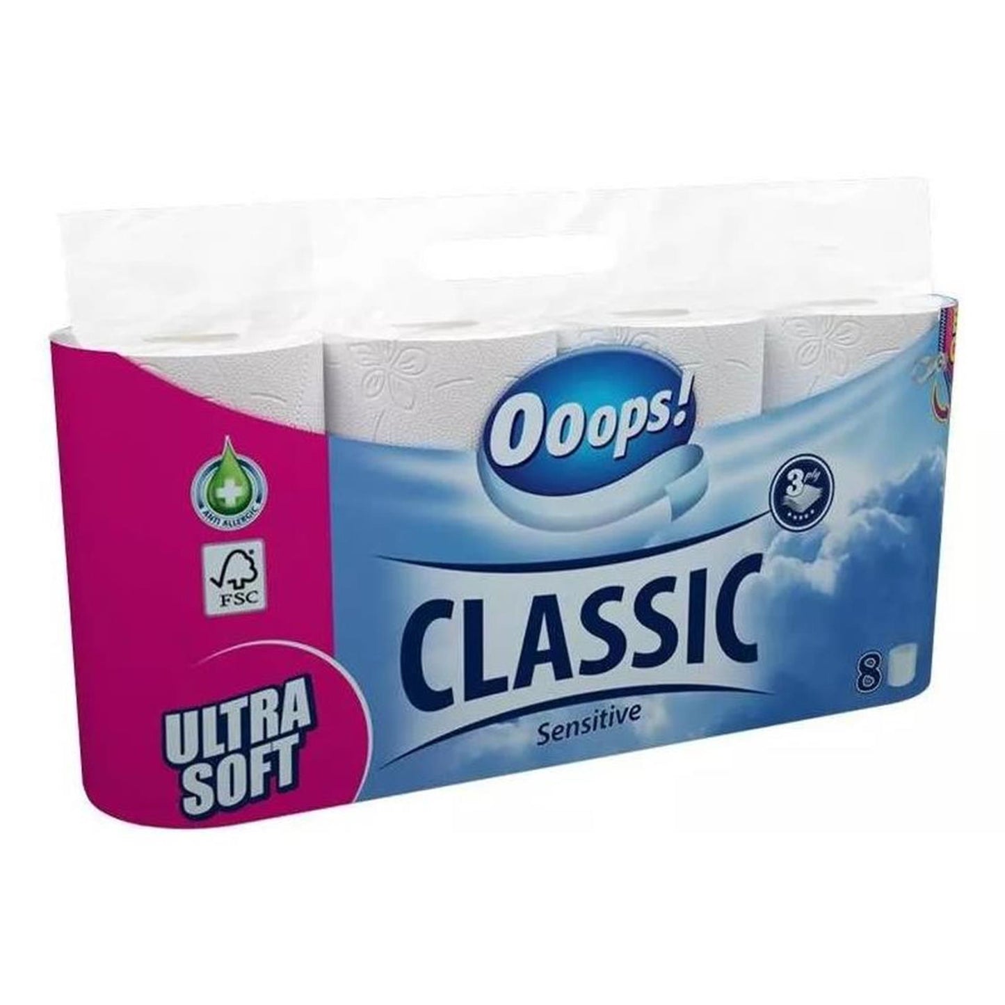 Ooops! toiletpapier sensitive pak a 8 rol 3laags