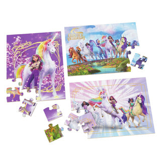 Unicorn academy 3pack houten puzzel in houten doos (3x24 stukjes) | 2 stuks