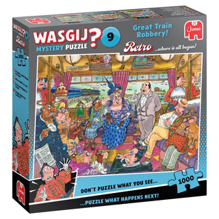 Jumbo wasgij retro mystery 9 legpuzzel - de grotere treinroof, 1000st.