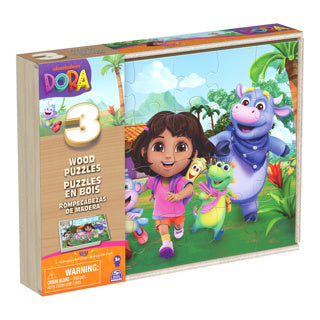 Spin master games 3-pack houten dora-puzzels, elk 24 stukken, kinderpuzzel, illustraties
