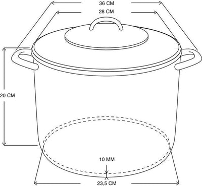 Deksi soeppan met glasdeksel 10l ø26cm
