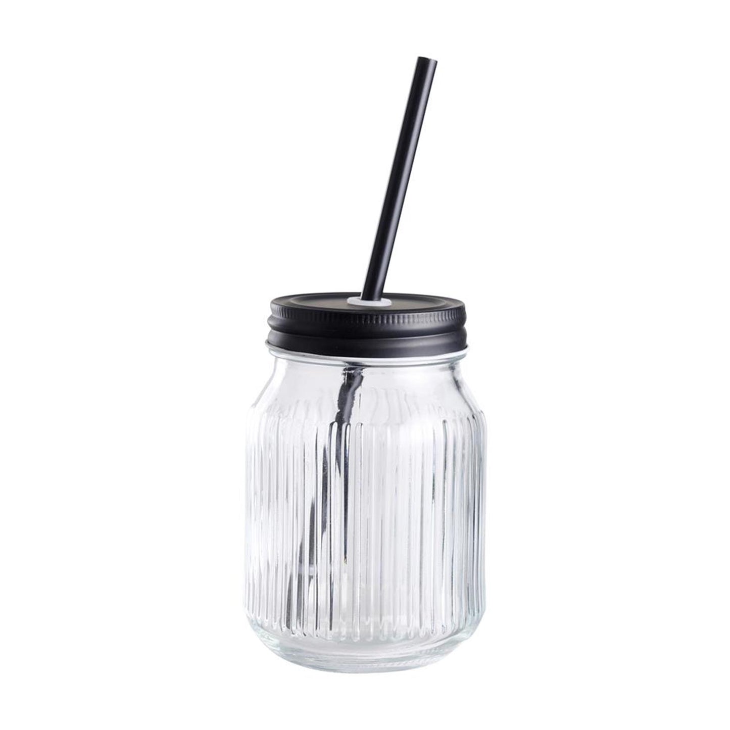 Drinkglas met deksel en rietje 450ml ø8,5x13cm
