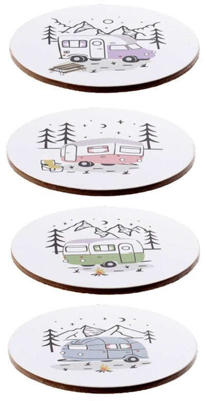 Puckator onderzetters - wildwood caravan - set 4 stuks - 10cm