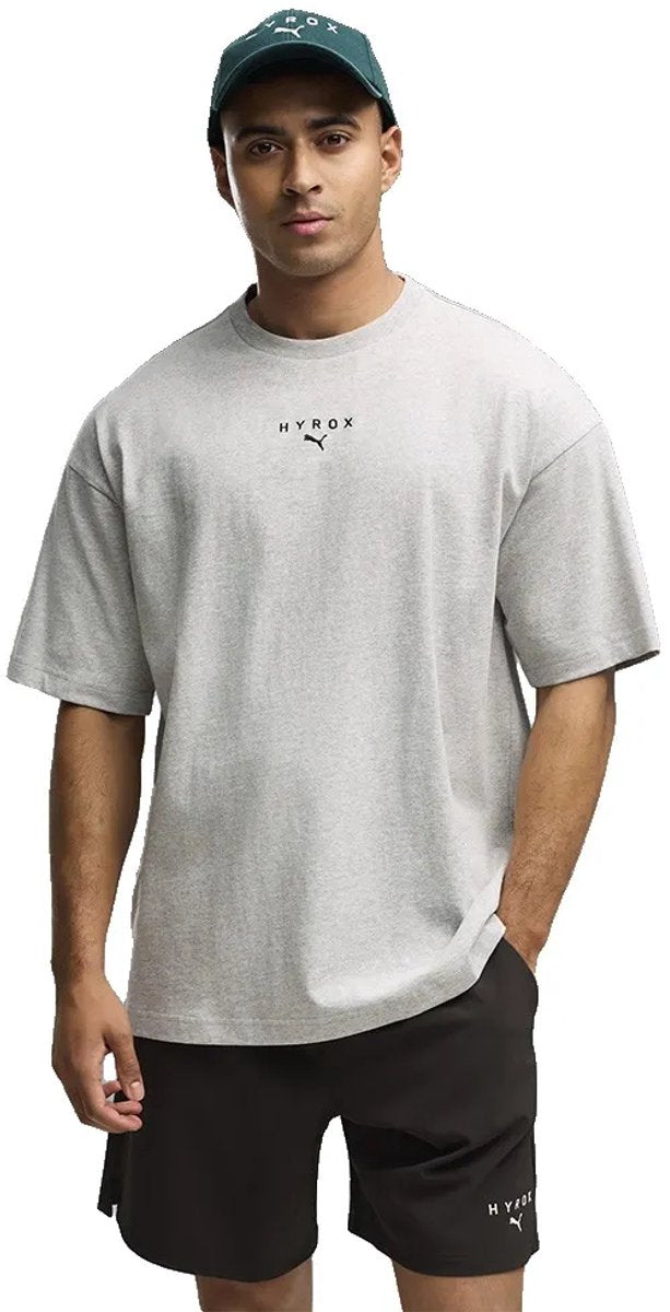 Puma x hyrox lifestyle t-shirt met korte mouwen grijs s man