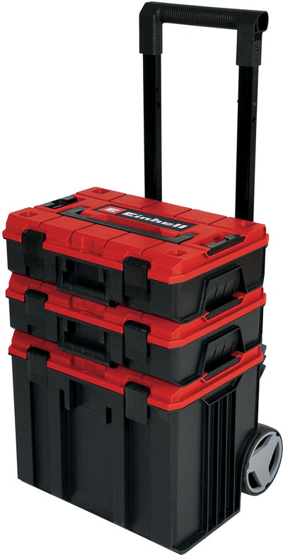Einhell e-case tower systeemkoffer - max. laadvermogen: 120 kg - bestaande uit 3 koffers incl. accessoires - opbergen en transporteren van accessoires en gereedschap - met wieltjes - stapelbaar - koppelbaar