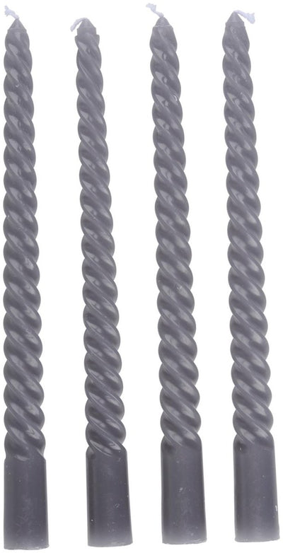 Arti casa gedraaide dinerkaarsen set van 4 - grijze kaarsen 25 cm met 5 uur brandtijd - twisted dinerkaarsen voor kandelaar en decoratie - ø2 x 25 cm