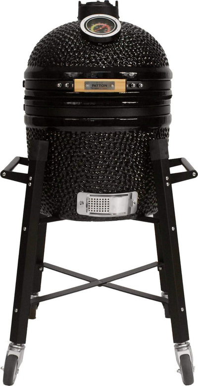 Patton premium kamado 15 met verrijdbaar onderstel - medium - ø33,5 cm - zwart