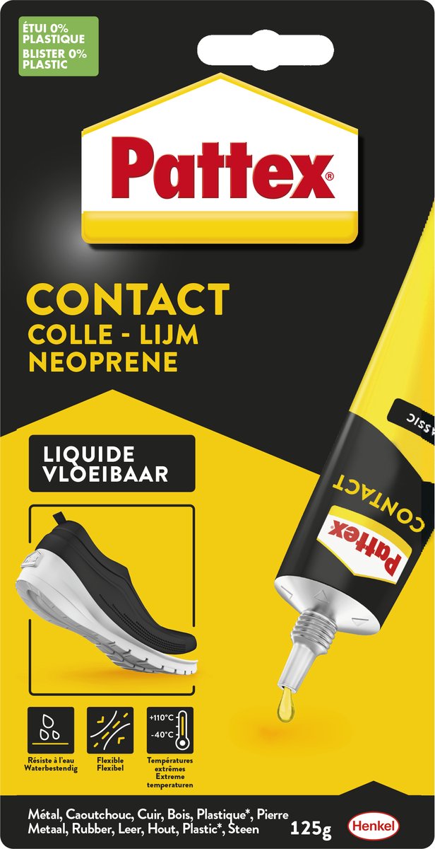 Pattex vloeibaar 125 g | alleslijm voor universeel gebruik | alleslijm voor diverse ondrgronden.