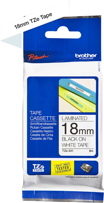Brother tze241 labelprinter-tape zwart op wit tz