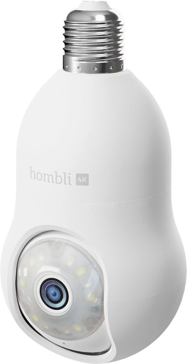 Hombli 4k beveiligingscamera - bewakingscamera buiten met e27 fitting montage - gekleurd nachtzicht - volgfunctie - wit