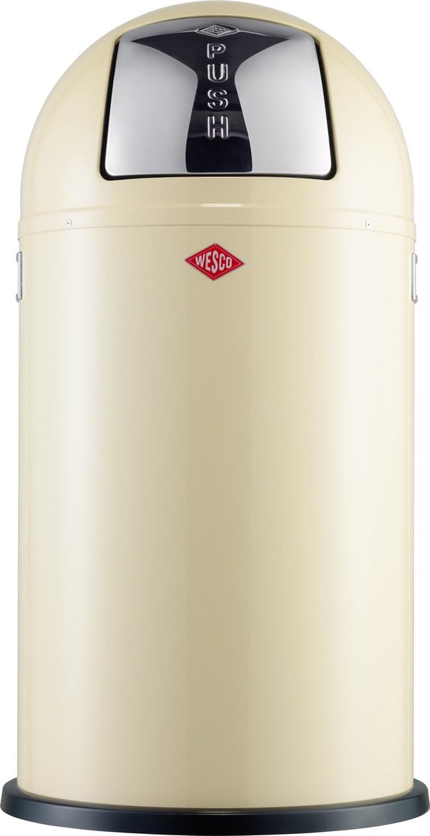 Wesco pushboy prullenbak | 50 liter | metaal - amandel | vuilnisbak - made in germany