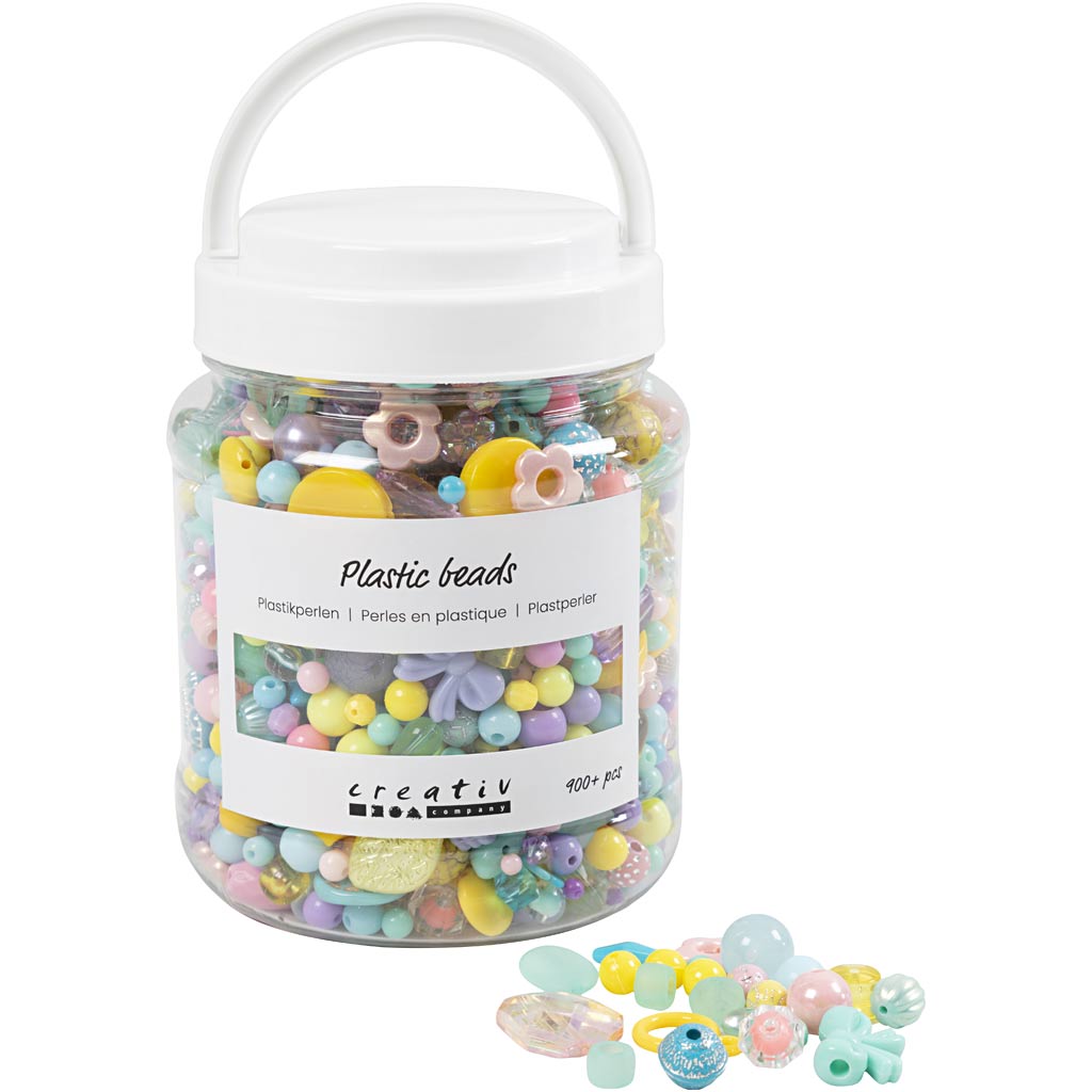 Creativ company http: www.cchobby.nl plastic-kralen-d-5-35-mm-gatgrootte-1-8-mm-ca-900-stuk-diverse-kleuren-700-ml-1-doosje