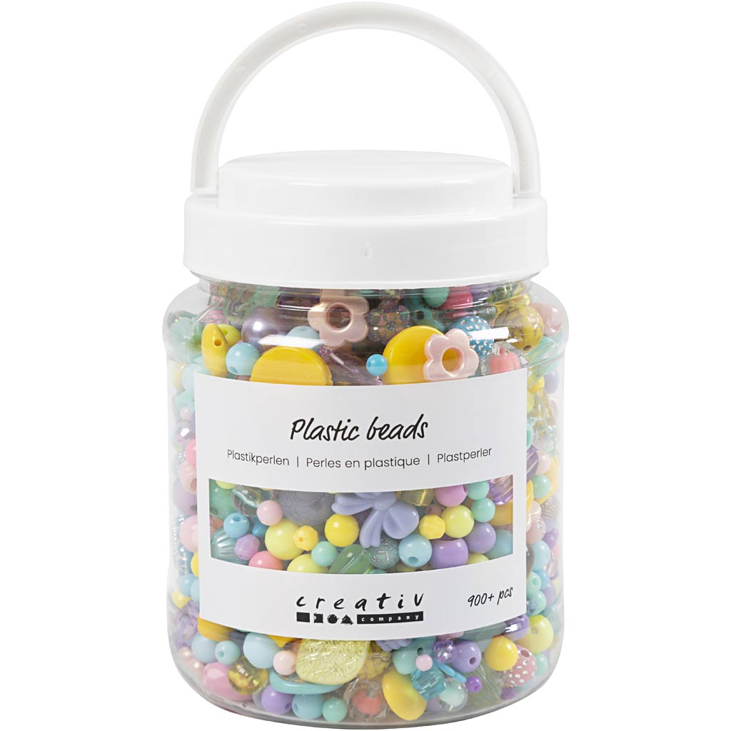 Creativ company http: www.cchobby.nl plastic-kralen-d-5-35-mm-gatgrootte-1-8-mm-ca-900-stuk-diverse-kleuren-700-ml-1-doosje