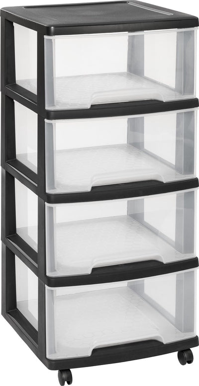 Curver essentials ladesysteem - 4x20 liter - zwart - met wielen