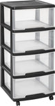 Curver essentials ladesysteem - 4x20 liter - zwart - met wielen